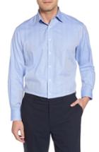 Men's Nordstrom Men's Shop Traditional Fit Herringbone Dress Shirt 32/33 - Blue