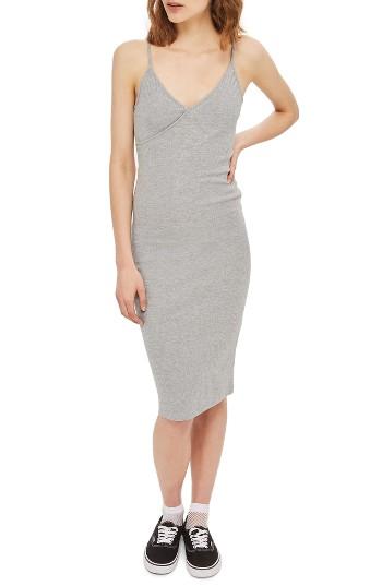 Women's Topshop Kaia Body-con Midi Dress Us (fits Like 0) - Grey