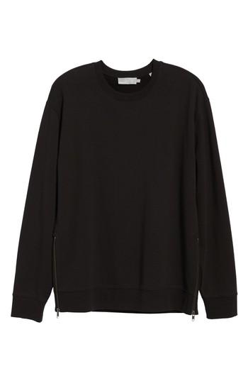 Men's Vince Side Zip Crewneck Sweatshirt - Black