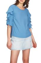 Women's 1.state Ruffle Tie Sleeve Blouse, Size - Blue/green