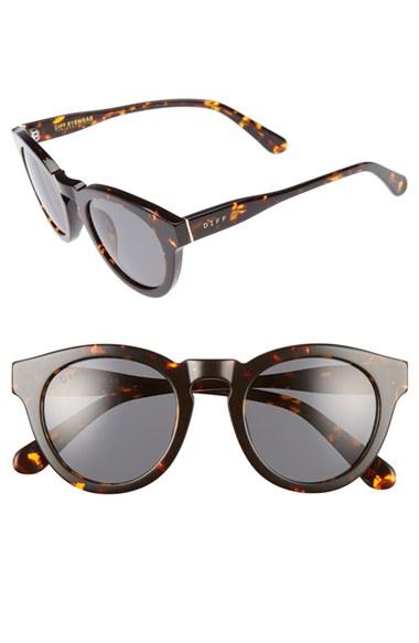 Women's Diff Dime Ii 48mm Retro Sunglasses - Tortoise/ Grey