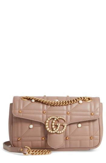 Gucci Gg Marmont Matelasse Imitation Pearl Leather Shoulder Bag -