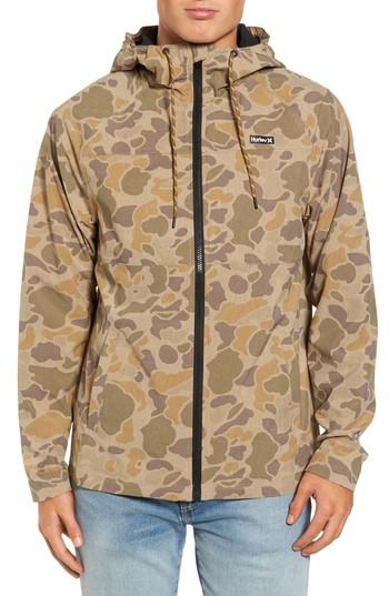 Men's Hurley Protect Stretch Hooded Jacket - Beige