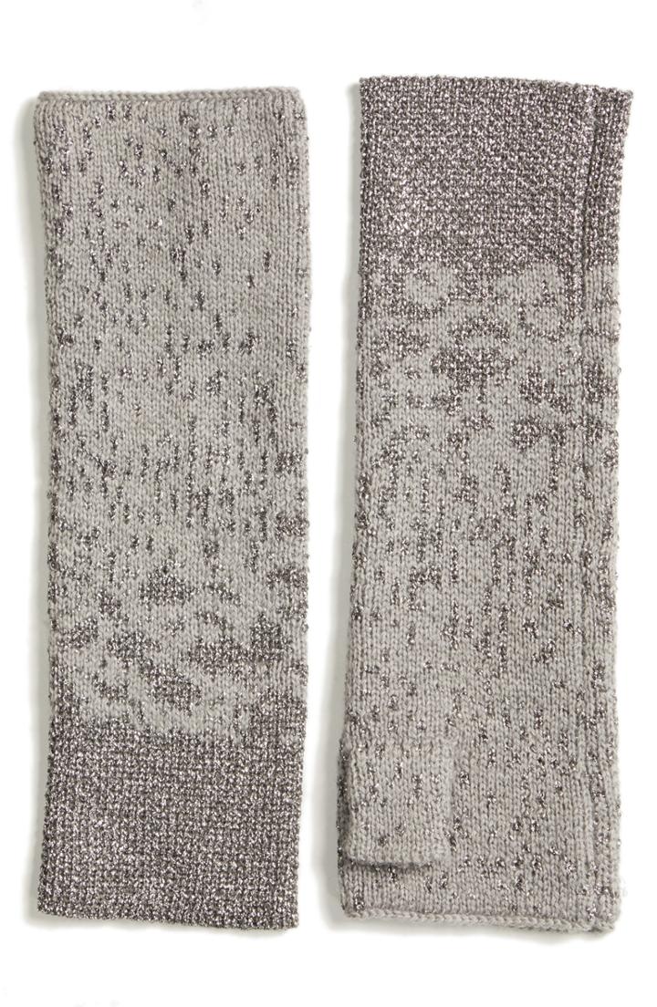 Women's Eileen Fisher Metallic Fingerless Gloves, Size - Grey