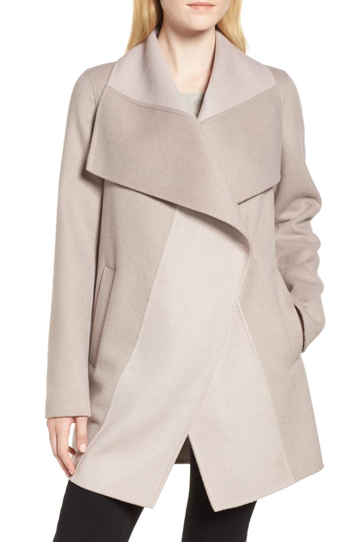 Women's Tahari Nicky Double Face Wool Blend Oversize Coat - Ivory