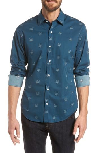 Men's Bonobos Unbutton Down Slim Fit Tiger Sport Shirt R - Green