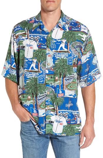 Men's Reyn Spooner Los Angeles Dodgers Print Camp Shirt - Green