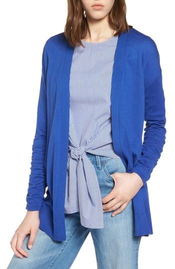 Women's Halogen Ruched Sleeve Cardigan - Blue
