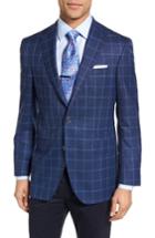 Men's David Donahue Connor Classic Fit Windowpane Wool Sport Coat L - Blue
