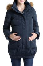 Women's Kimi And Kai 'arlo' Water Resistant Down Maternity Parka With Baby Carrier Cover Inset - Blue
