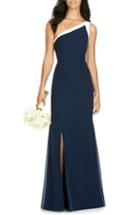 Women's Social Bridesmaids One-shoulder Chiffon Gown