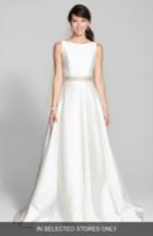 Women's Jesus Peiro Martina Embellished Waist Square Back Mikado Gown, Size - Ivory