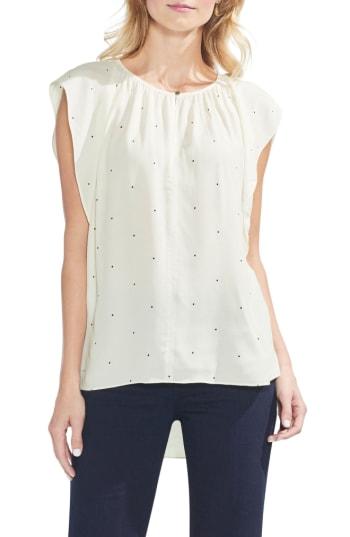 Women's Vince Camuto Soho Pin Dot Flutter Sleeve Top - White