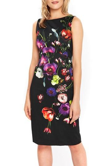 Women's Wallis Floral Sheath Dress Us / 8 Uk - Black