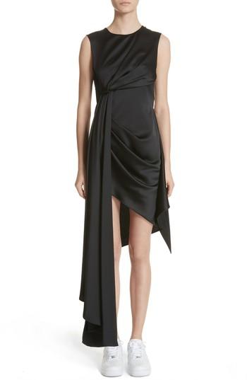 Women's Off-white Asymmetric Satin Dress Us / 36 It - Black