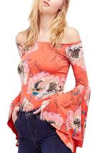 Women's Free People Birds Of Paradise Print Off The Shoulder Top - Red