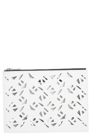 Kenzo Art Gummy Perforated Leather A4 Pouch - White