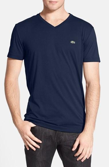 Men's Lacoste Pima Cotton Jersey V-neck T-shirt (s) - Blue