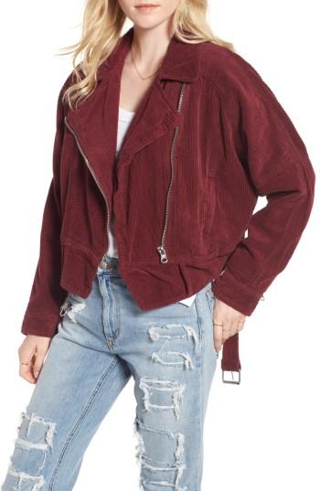 Women's Free People Slouchy Dolman Moto Jacket - Burgundy