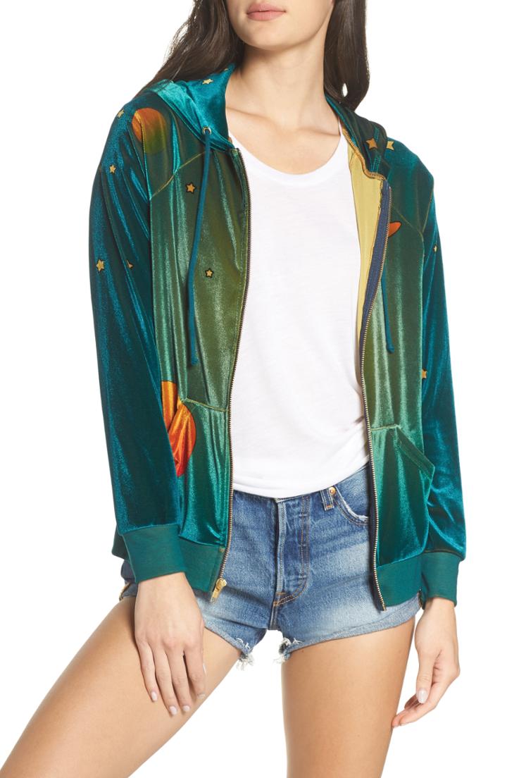 Women's Aviator Nation Galaxy Velvet Zip Hoodie