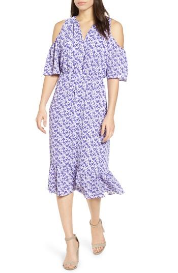 Women's Michael Michael Kors Ruffle Cold Shoulder Dress - Purple
