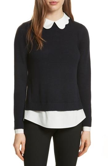 Women's Ted Baker London Scallop Collar Sweater - Blue