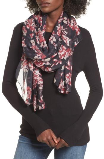 Women's Sole Society Floral Print Scarf, Size - Blue