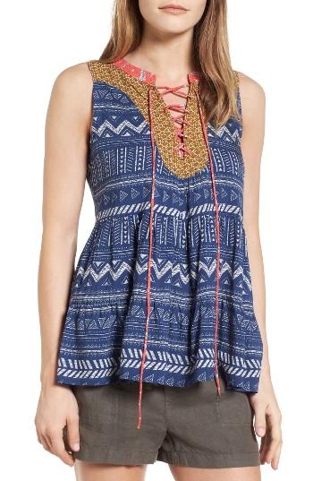 Women's Thml Mix Print Lace-up Babydoll Top