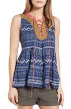 Women's Thml Mix Print Lace-up Babydoll Top