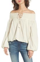 Women's Sun & Shadow Off The Shoulder Top, Size - Ivory