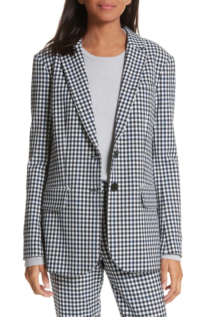 Women's Tibi Gingham Zipper Back Blazer
