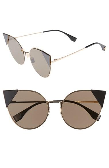 Women's Fendi 57mm Lei Cat Eye Sunglasses - Rose Gold