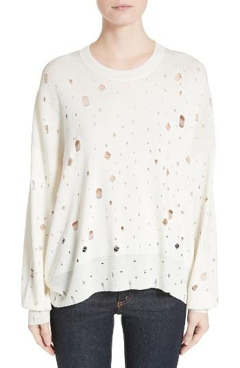Women's T By Alexander Wang Distressed Sweater - Ivory