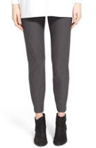 Petite Women's Eileen Fisher Stretch Crepe Slim Ankle Pants, Size P - Grey