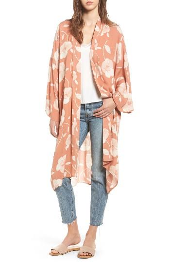 Women's Mimi Chica Floral Print Kimono - Coral