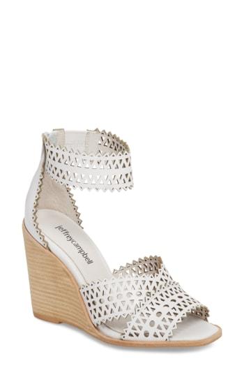 Women's Jeffrey Campbell Besante Perforated Wedge Sandal M - White