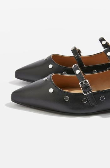 Women's Topshop Arabelle Studded Ankle Wrap Flat .5us / 36eu - Black