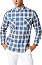 Men's Good Man Brand Trim Fit Plaid Sport Shirt - Beige