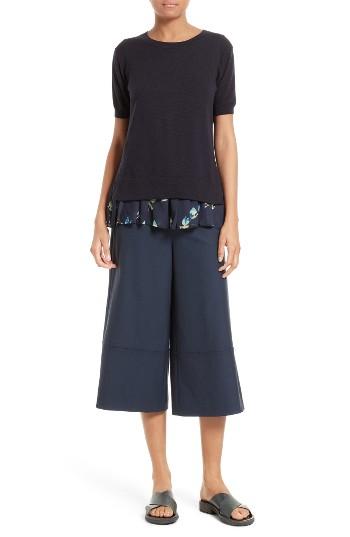 Women's Grey Jason Wu Wool Pullover With Crane Print Hem