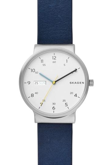 Men's Skagen Ancher Leather Strap Watch, 40mm