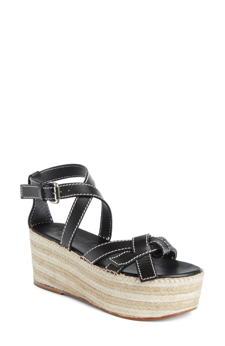 Women's Loewe Gate Platform Wedge Sandal .5us / 35eu - Black