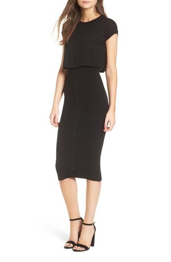 Women's Lost Ink Double Layer Body-con Dress - Black