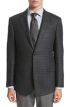 Men's Armani Collezioni G-line Trim Fit Houndstooth Wool & Cashmere Sport Coat R Eu - Black
