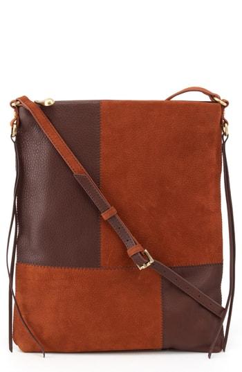 Hobo Fusion Patchwork Leather Crossbody Bag - Brown