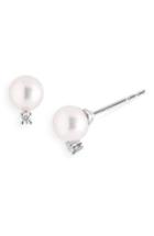 Women's Mikimoto Akoya Pearl & Diamond Stud Earrings