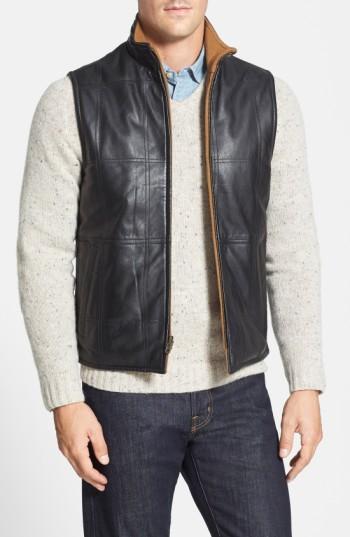 Men's Missani Le Collezioni Classic Fit Reversible Leather Vest - Black