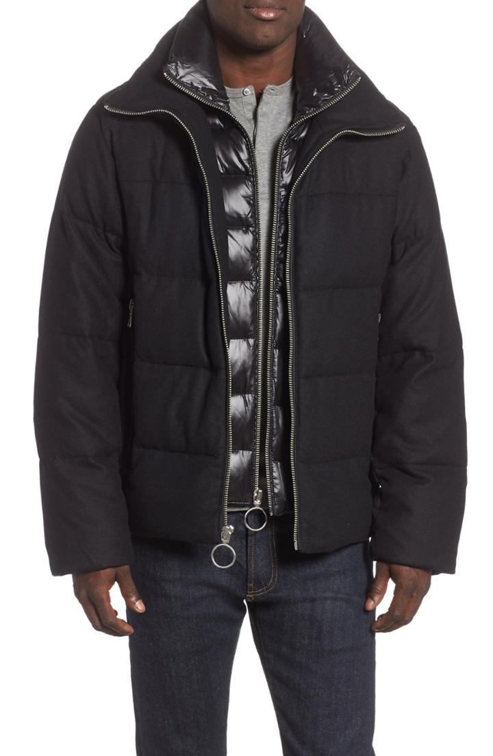 Men's The Very Warm Wool Blend Puffer Jacket, Size - Black