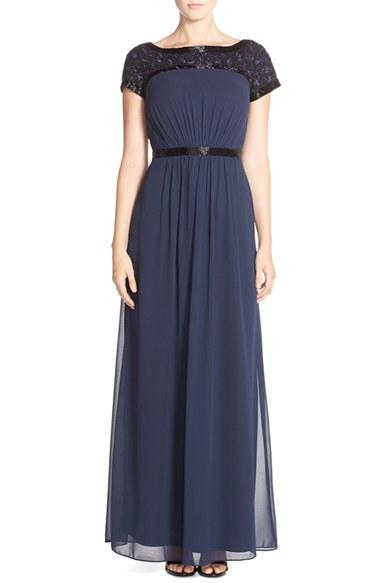 Women's Aidan Mattox Embellished Mesh Gown