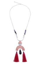 Women's Nakamol Design Double Tassel Agate Pendant Necklace