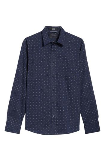 Men's Nordstrom Men's Shop Slim Fit Non-iron Boomerang Print Sport Shirt - Blue